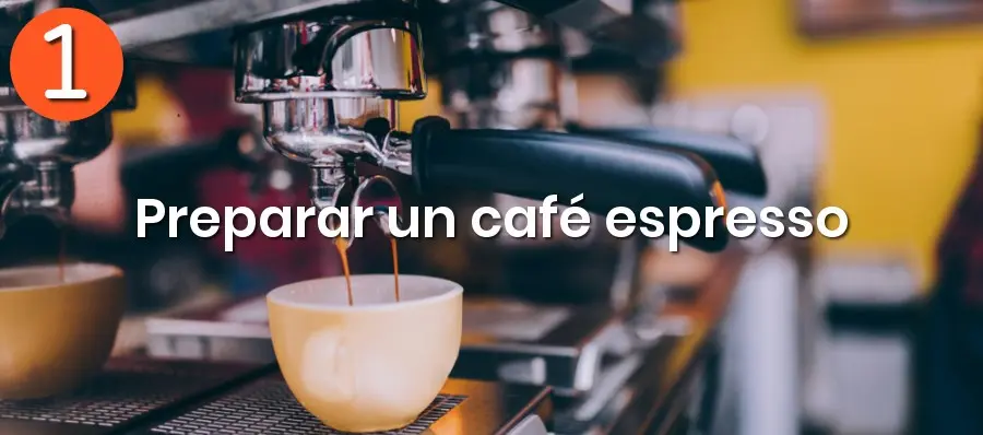 pasos para un cafe espresso