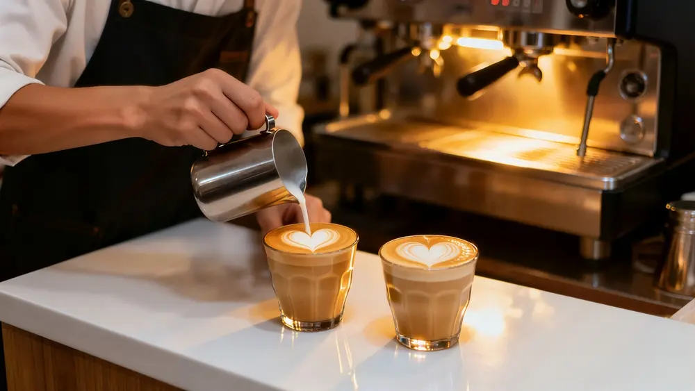 arte latte corazón en cappuccino